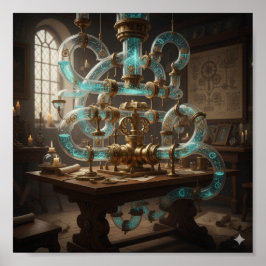 Renaissance wetenschappelijke tekening poster