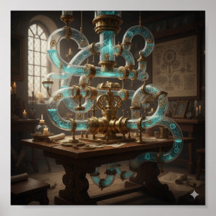 Renaissance wetenschappelijke tekening poster