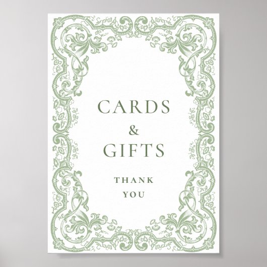 Renaissance Wijze Groene Kaarten en geschenken Poster (Voorkant)