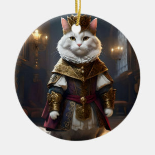 Renaissance witte kat, keramisch ornament
