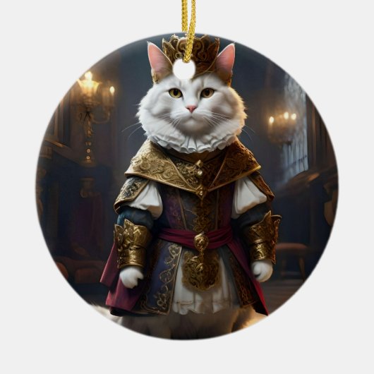 Renaissance witte kat, keramisch ornament (Voorkant)