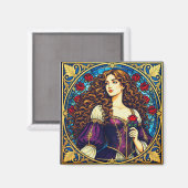 Renaissancedame met roos magneet (Voorkant / Achterkant)
