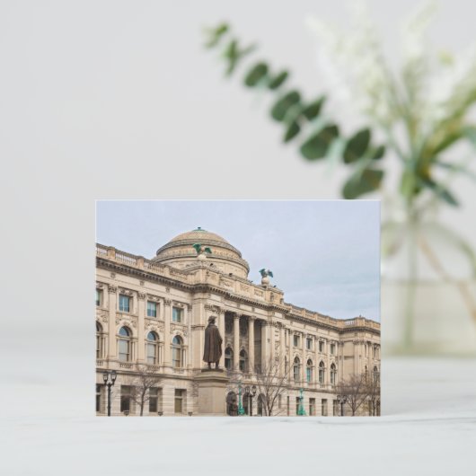 renaissancestijl openbare bibliotheek in milwaukee feestdagenkaart (Staand voorkant)