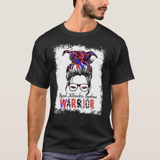 Renal Nutkraker Syndrome Warrior Blue Red Ribbon T-shirt (Voorkant)