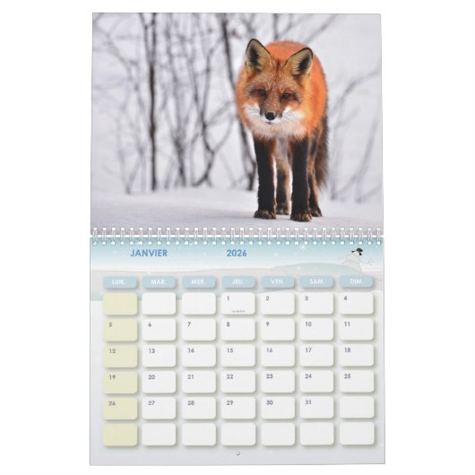 Renard kalender, Calendar Fox, Forest Kalender (Jan 2026)