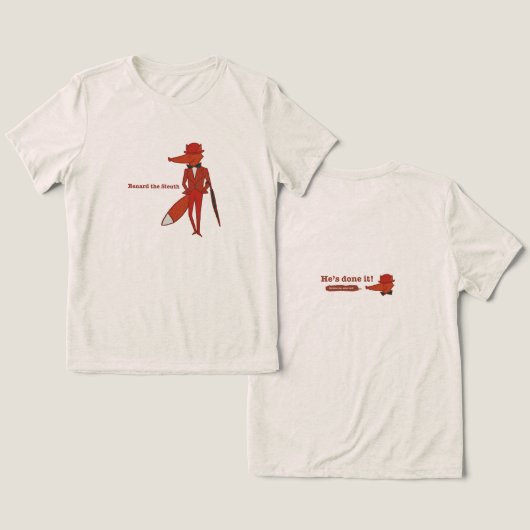 Renard the Sleuth Tri-Blend Shirt (Ontwerp Voorkant & Achterkant)