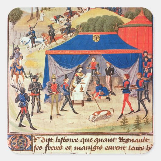 Renaud de Montauban en Charlemagne Vierkante Sticker (Voorkant)