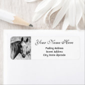 Rendabel zwart-wit paard etiket (Insitu)