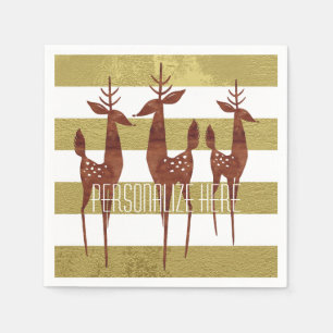 Rendeer elegant vintage goud wit gestreept servet