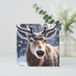 Rendeer Magie: Close-Up van Santas Trouwste Gezel Kaart