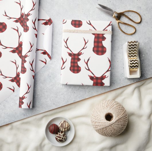 Rendeer met Buffalo geruit motief Cadeaupapier (Crafts)