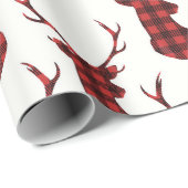 Rendeer met Buffalo geruit motief Cadeaupapier (Rol Hoek)