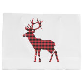 Rendeer met Buffalo geruit motief Groot Cadeauzakje (Achterkant)