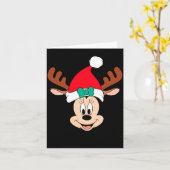 Rendeerhoorns Kerstman Hoed Kaart (Gele Bloem)