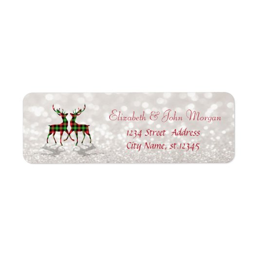 Rendeieren Buffalo Plaid Glitterige Bokeh Label (Voorkant)