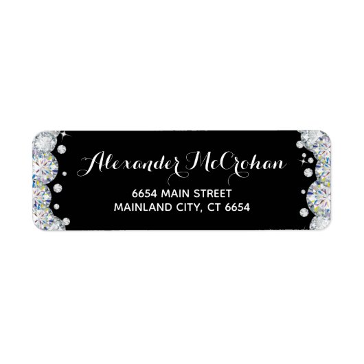 Rendement zwart en zilver Diamond Glitter Etiket (Voorkant)