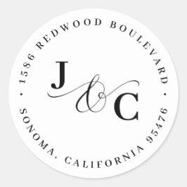 Rendement zwart-wit monogram ronde sticker