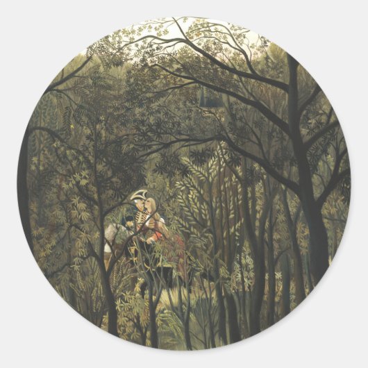 Rendezvous in the Forest, Henri Rousseau Ronde Sticker (Voorkant)