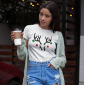 Rendier Antlers Modern Kerstmis Monogram T-shirt