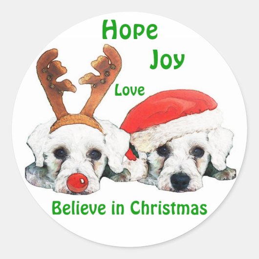 Rendier Antlers Santa Hat Schnauzers Stickers (Voorkant)