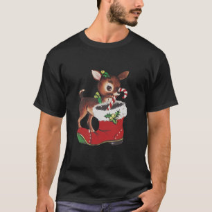 Rendier Baby Deer Funny Santa Boot Snoep T-shirt