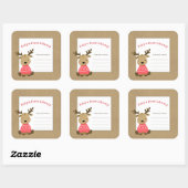 Rendier baby's eerste bibliotheek boekenplaat vierkante sticker (Vel)