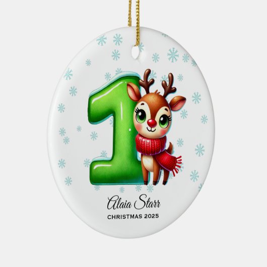 Rendier Baby's eerste kerst Ornament (Rechts)