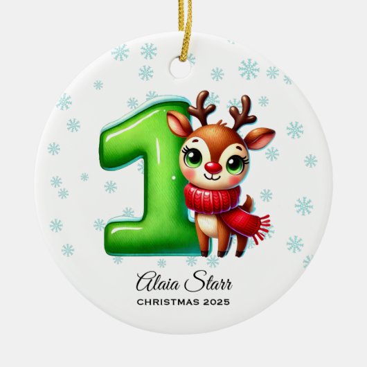 Rendier Baby's eerste kerst Ornament (Voorkant)