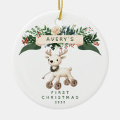 Rendier Baby's Eerste Kerstmis Keramisch Ornament (Voorkant)