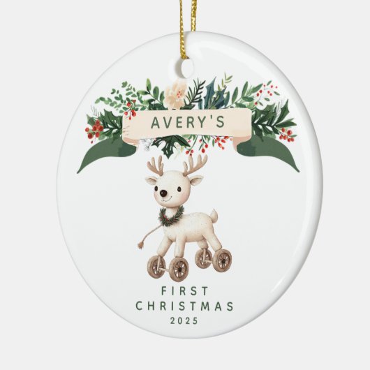 Rendier Baby's Eerste Kerstmis Keramisch Ornament (Links)
