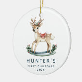 Rendier Baby's Eerste Kerstmis Keramisch Ornament (Links)