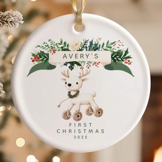 Rendier Baby's Eerste Kerstmis Keramisch Ornament