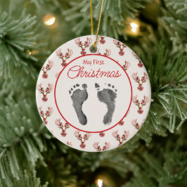  rendier baby's voeten eerste kerst keramisch ornament
