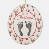  rendier baby's voeten eerste kerst keramisch ornament (Links)