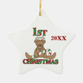 Rendier Beer 1e kerstversiering Keramisch Ornament (Voorkant)