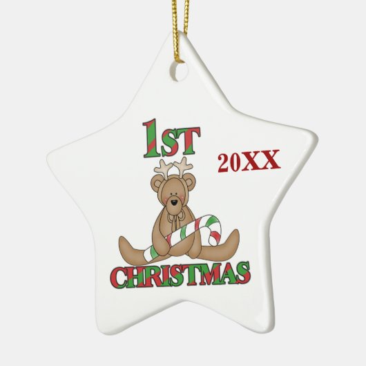 Rendier Beer 1e kerstversiering Keramisch Ornament (Links)