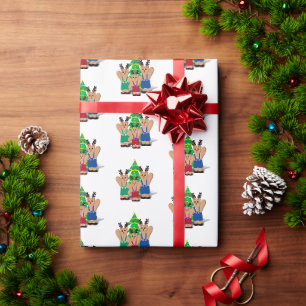 Rendier Beer Familie Kerstmis Cadeaupapier