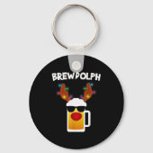 Rendier Bier Rudolph Brouwolf Grappig Kerstfeest Sleutelhanger (Voorkant)