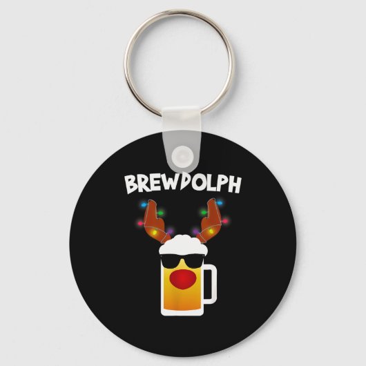 Rendier Bier Rudolph Brouwolf Grappig Kerstfeest Sleutelhanger (Voorkant)