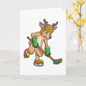 Rendier bij ijshockey met ijshockeystick kaart (Gele Bloem)