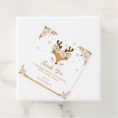 Rendier Bloemen Sneeuwvlokken Verjaardag Dank u Bedankjes Labels (In situ)