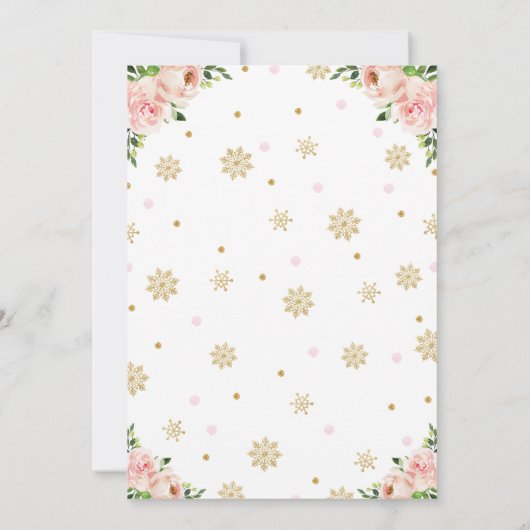 Rendier Bloemen Sneeuwvlokken Winter Verjaardagsfe Kaart (Achterkant)