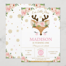 Rendier Bloemen Sneeuwvlokken Winter Verjaardagsfe