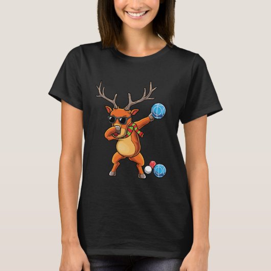 Rendier Bocce Ball Player Christmas Boccie Team B T-shirt (Voorkant)