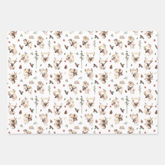 Rendier Boerderij Kerstboom Boerderij | Vakantie Inpakpapier Vel (Voorkant)