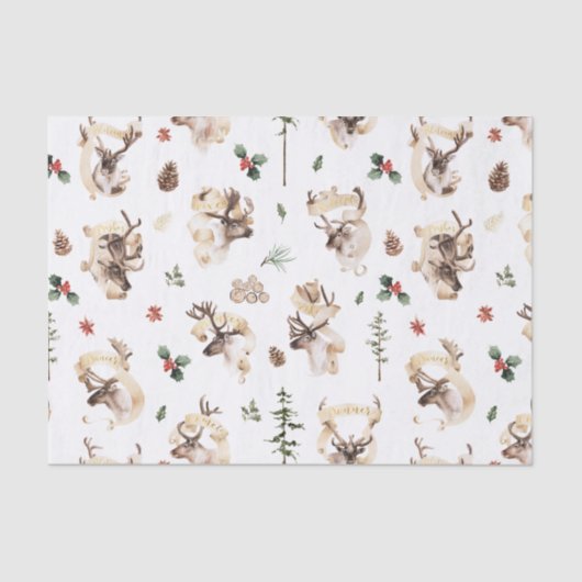 Rendier Boerderij Kerstboom Boerderij | Vakantie Tissuepapier (Voorkant)