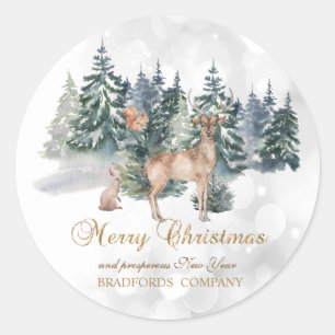 Rendier,Bos,Bokeh Company Ronde Sticker
