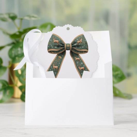Rendier Bow Kerstvakantie Ornament Kaart (Envelop)