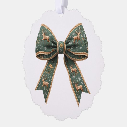 Rendier Bow Kerstvakantie Ornament Kaart (Links)