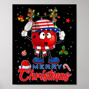 Rendier Bowling Bal Amerikaanse Vlag Kerstboom Poster